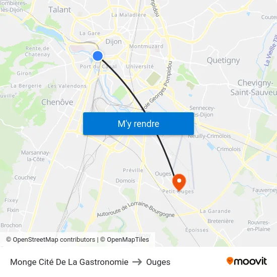 Monge Cité De La Gastronomie to Ouges map