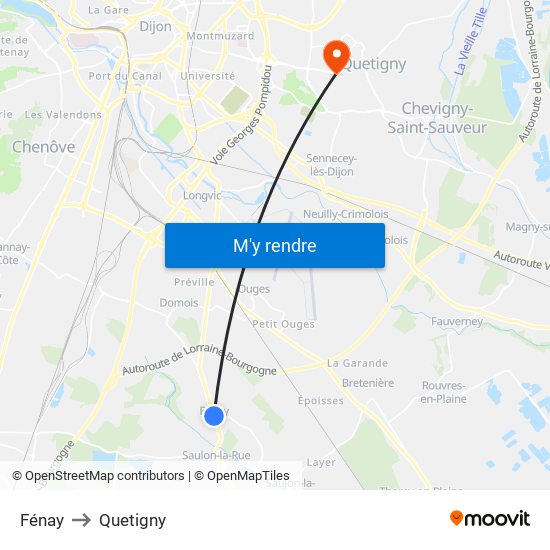 Fénay to Quetigny map