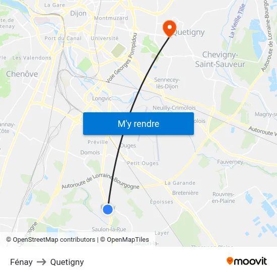 Fénay to Quetigny map
