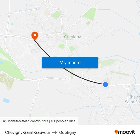Chevigny-Saint-Sauveur to Quetigny map