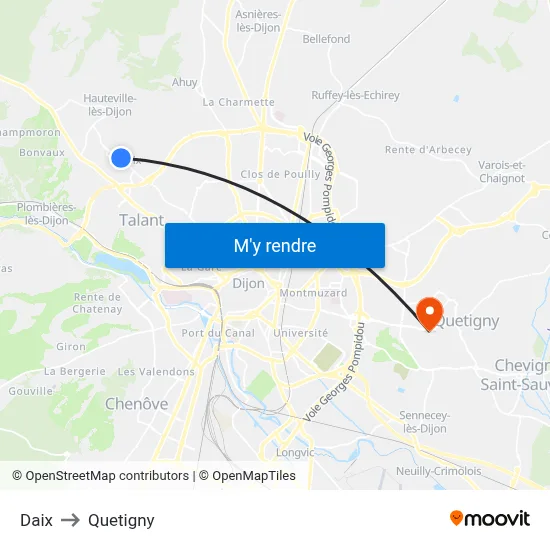 Daix to Quetigny map