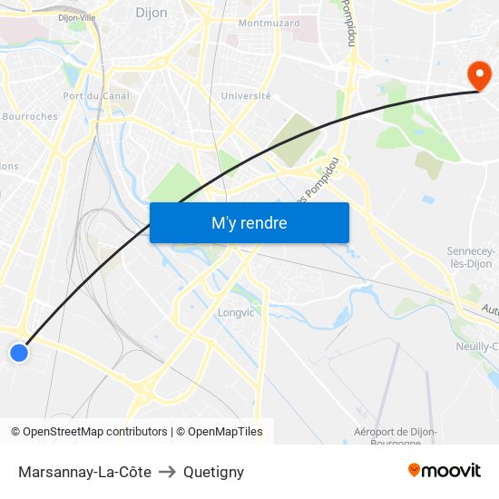 Marsannay-La-Côte to Quetigny map