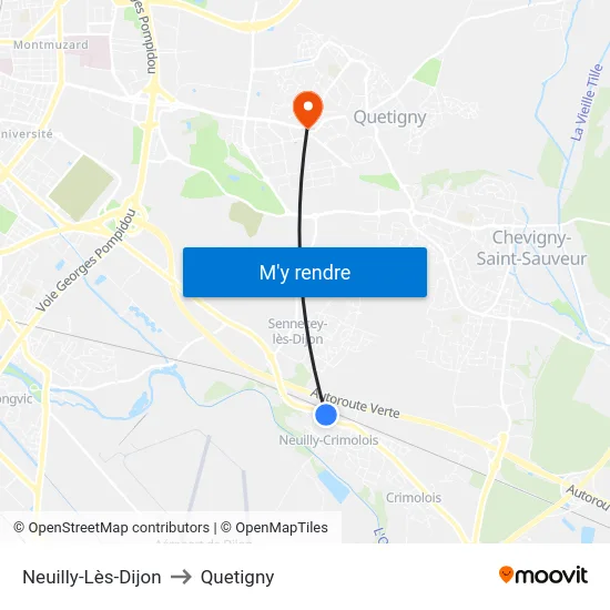 Neuilly-Lès-Dijon to Quetigny map