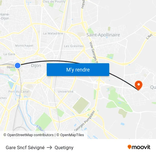 Gare Sncf Sévigné to Quetigny map