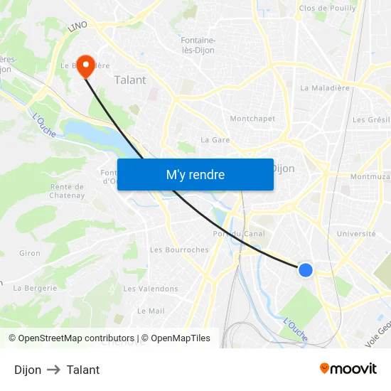 Dijon to Talant map