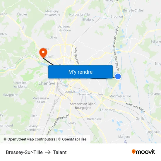 Bressey-Sur-Tille to Talant map