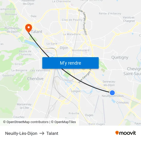 Neuilly-Lès-Dijon to Talant map