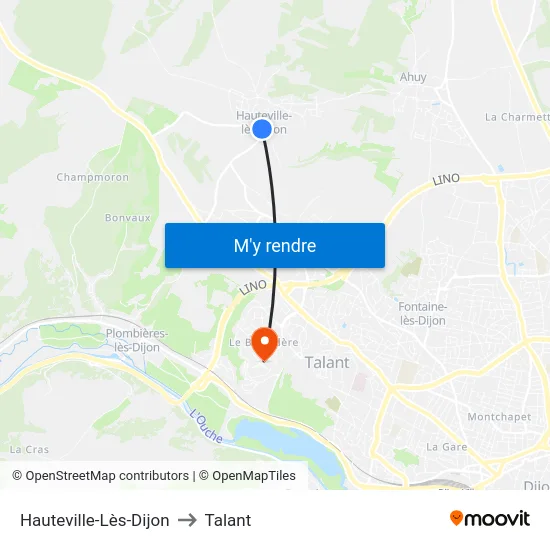 Hauteville-Lès-Dijon to Talant map