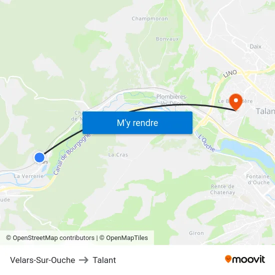Velars-Sur-Ouche to Talant map