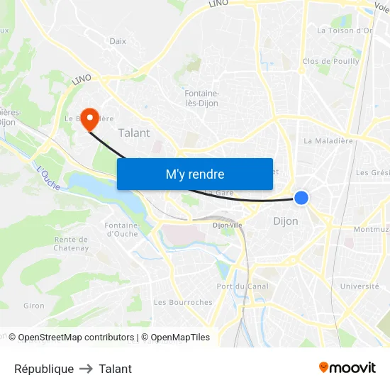 République to Talant map