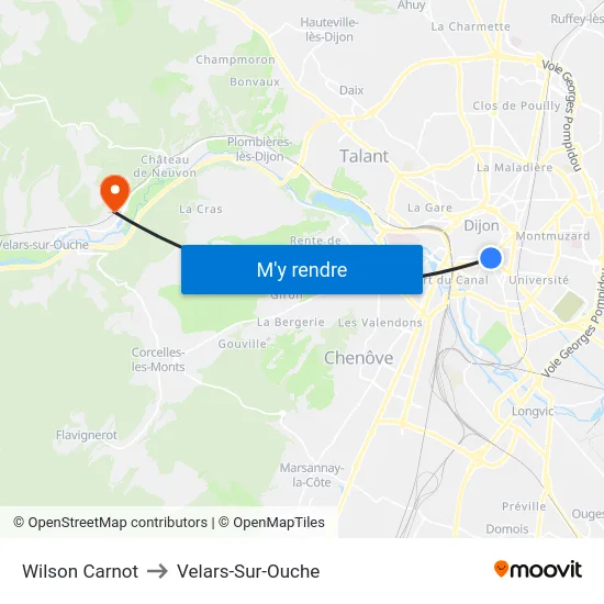 Wilson Carnot to Velars-Sur-Ouche map
