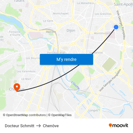 Docteur Schmitt to Chenôve map