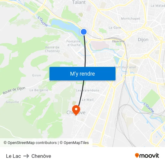 Le Lac to Chenôve map