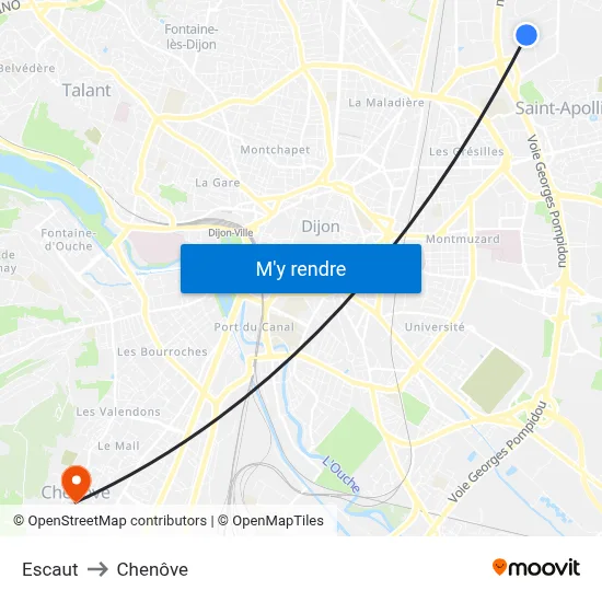 Escaut to Chenôve map