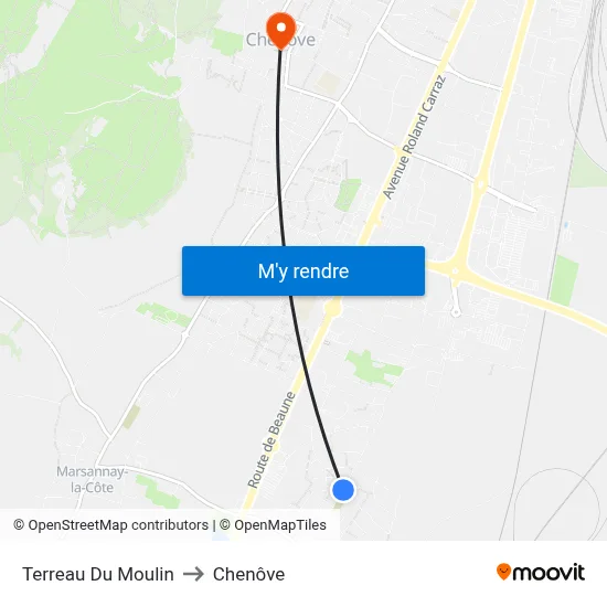 Terreau Du Moulin to Chenôve map