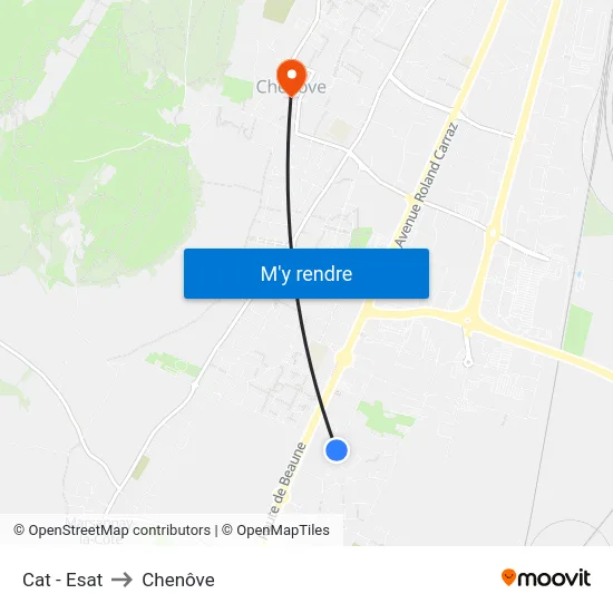 Cat - Esat to Chenôve map