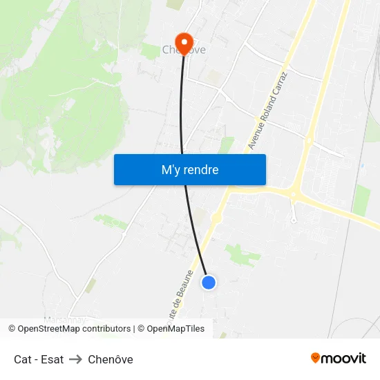 Cat - Esat to Chenôve map