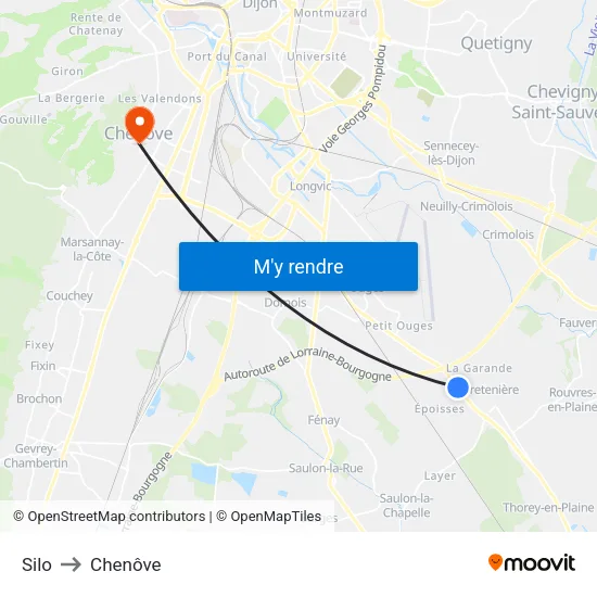 Silo to Chenôve map