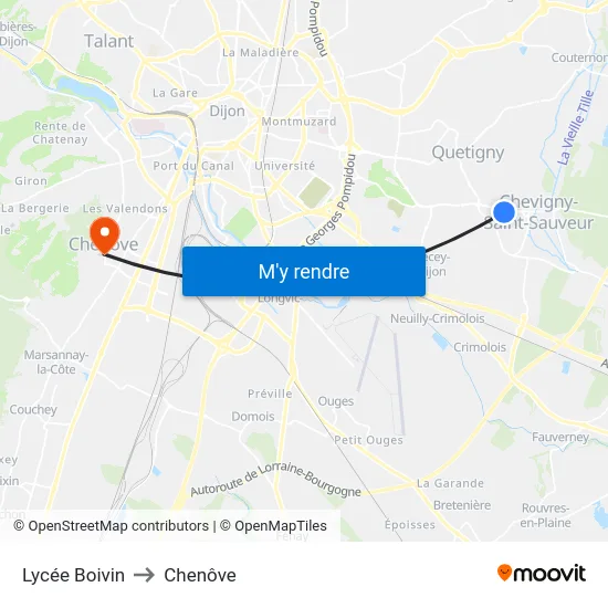 Lycée Boivin to Chenôve map