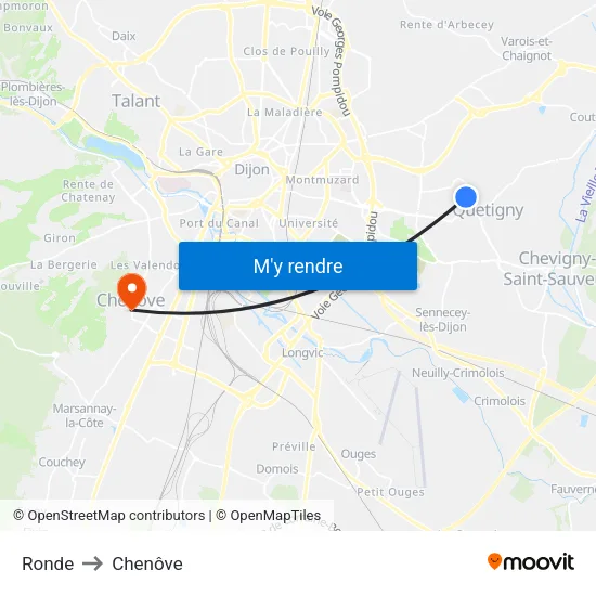 Ronde to Chenôve map