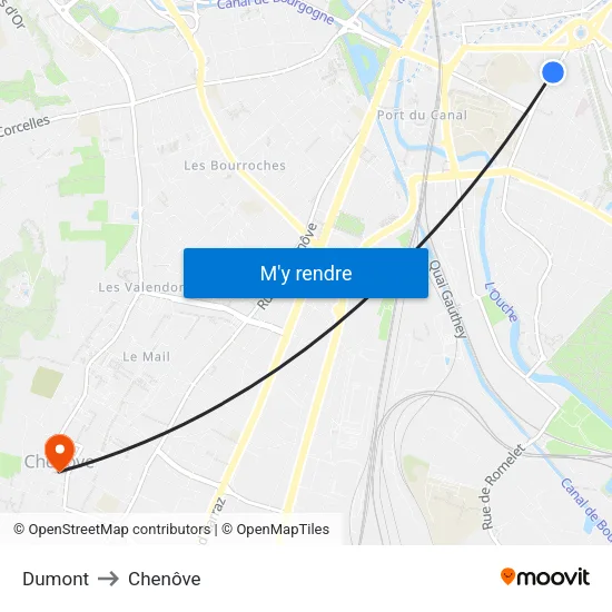 Dumont to Chenôve map
