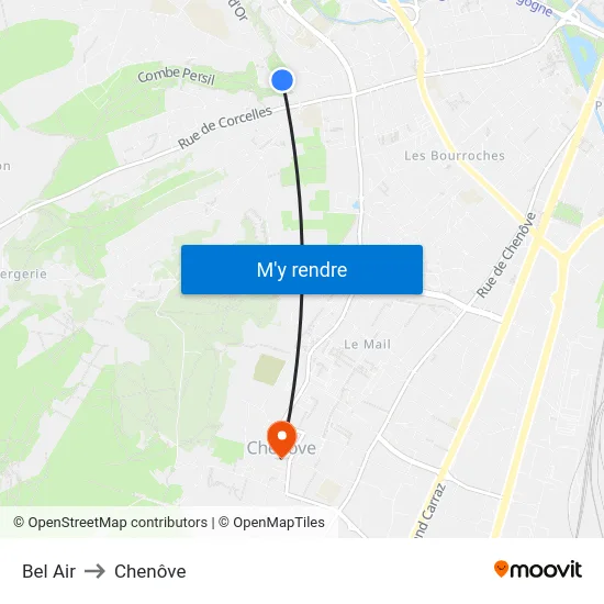 Bel Air to Chenôve map