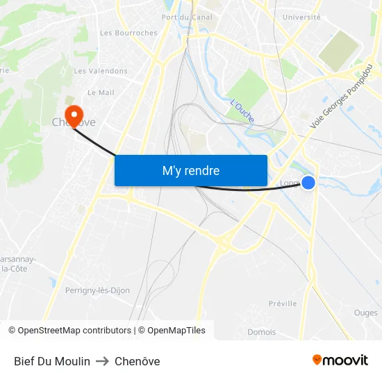 Bief Du Moulin to Chenôve map