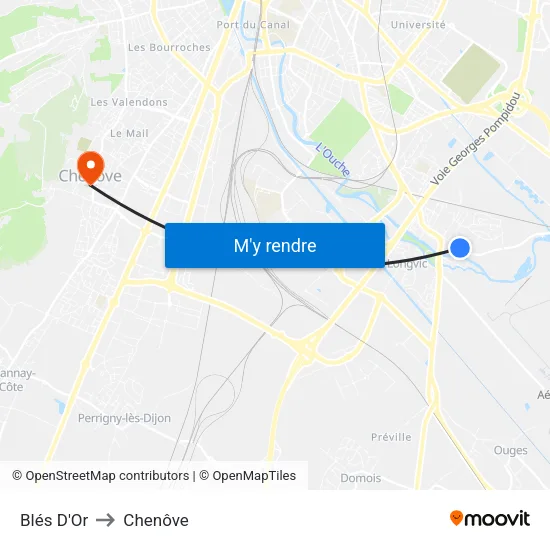 Blés D'Or to Chenôve map