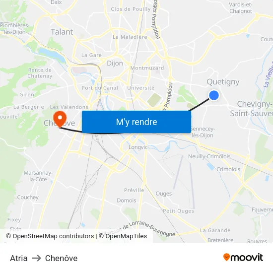 Atria to Chenôve map