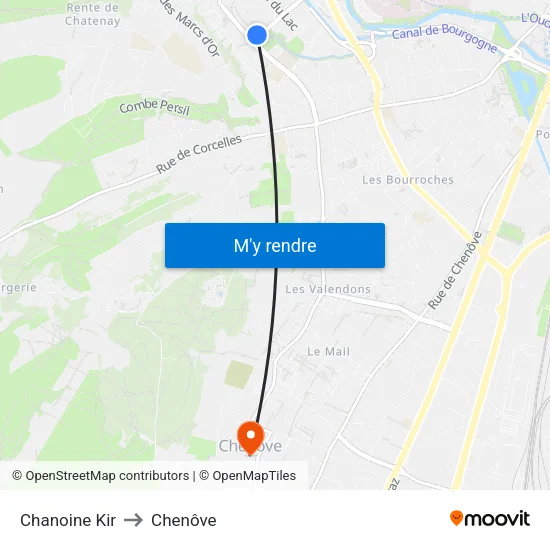 Chanoine Kir to Chenôve map