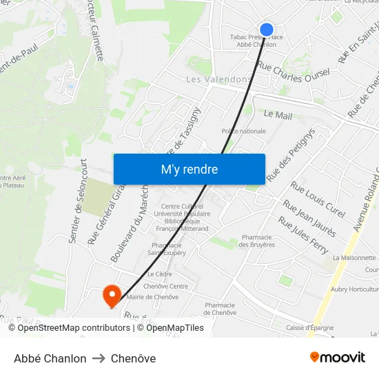 Abbé Chanlon to Chenôve map
