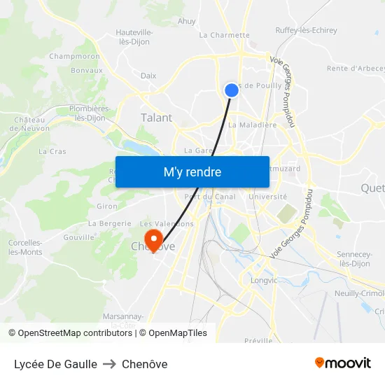 Lycée De Gaulle to Chenôve map