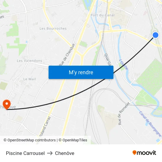 Piscine Carrousel to Chenôve map