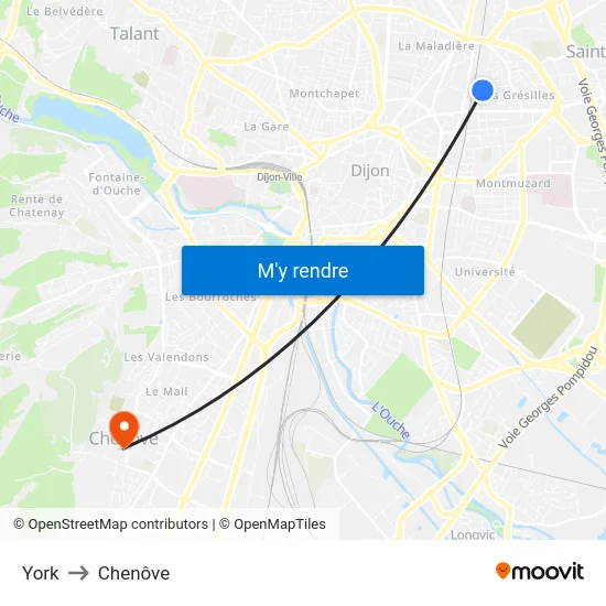 York to Chenôve map