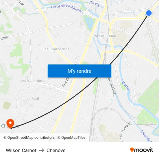 Wilson Carnot to Chenôve map