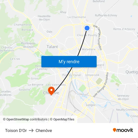 Toison D'Or to Chenôve map
