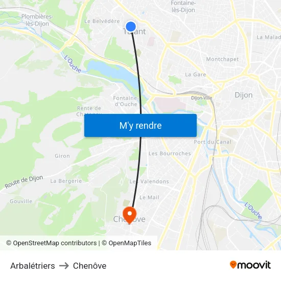 Arbalétriers to Chenôve map