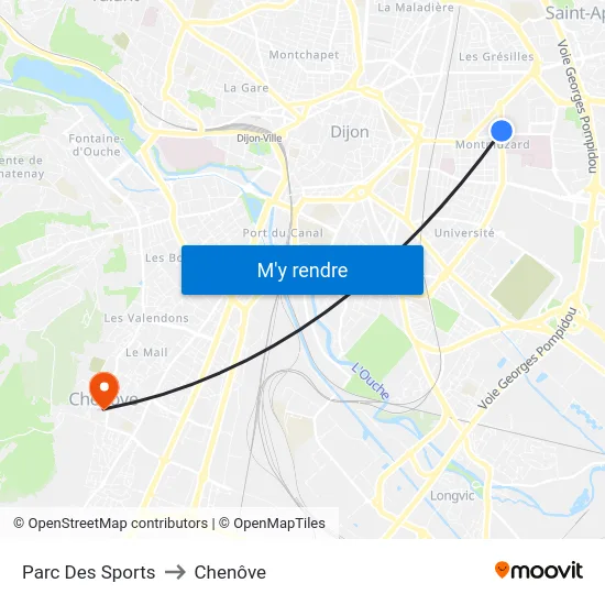 Parc Des Sports to Chenôve map