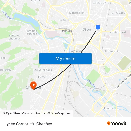 Lycée Carnot to Chenôve map