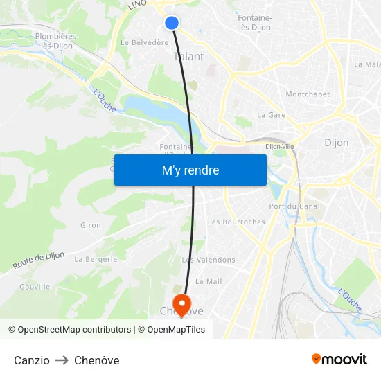Canzio to Chenôve map