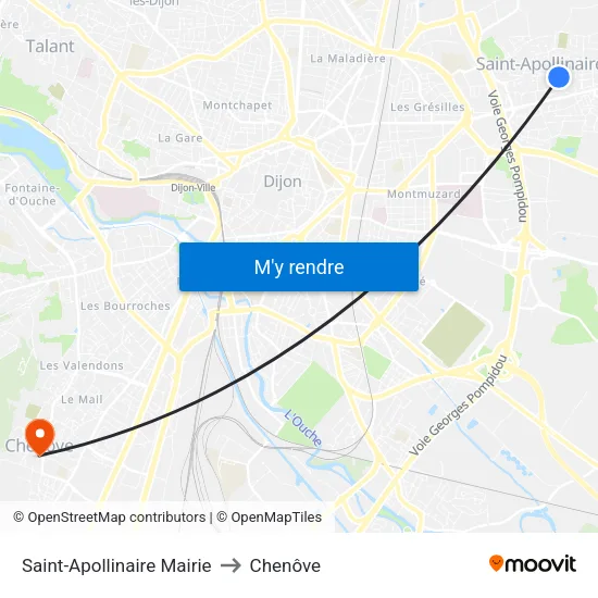 Saint-Apollinaire Mairie to Chenôve map