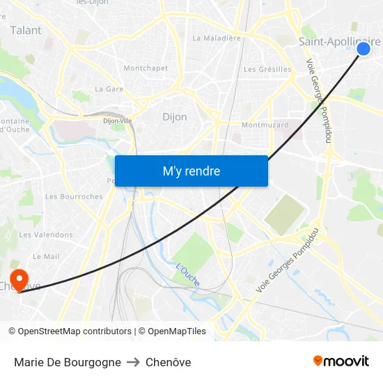 Marie De Bourgogne to Chenôve map