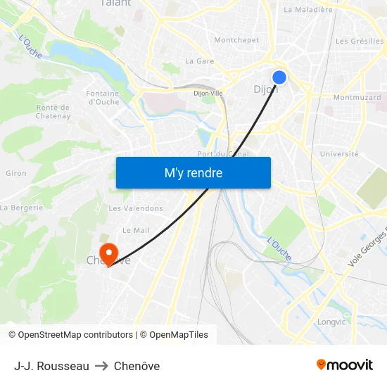 J-J. Rousseau to Chenôve map