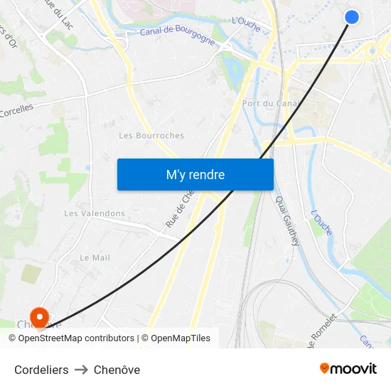 Cordeliers to Chenôve map