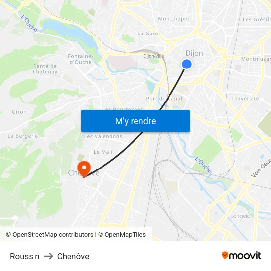 Roussin to Chenôve map