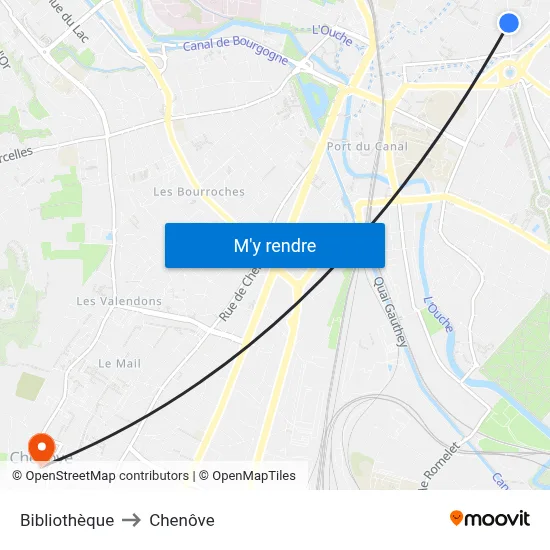 Bibliothèque to Chenôve map