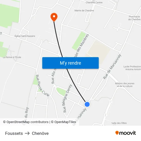 Foussets to Chenôve map