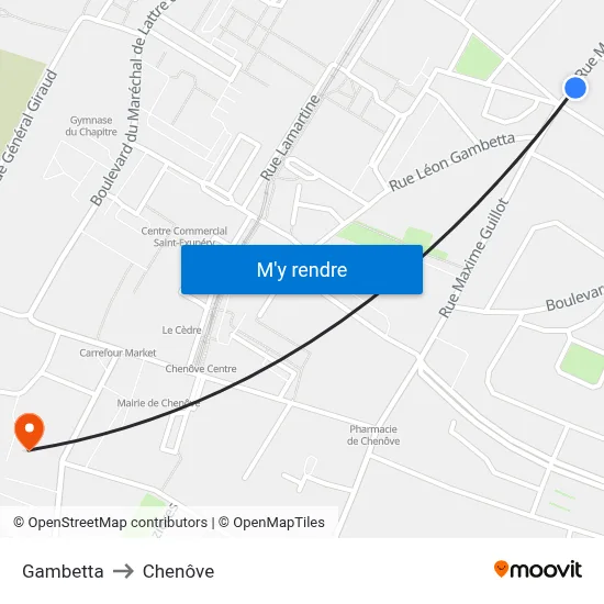 Gambetta to Chenôve map