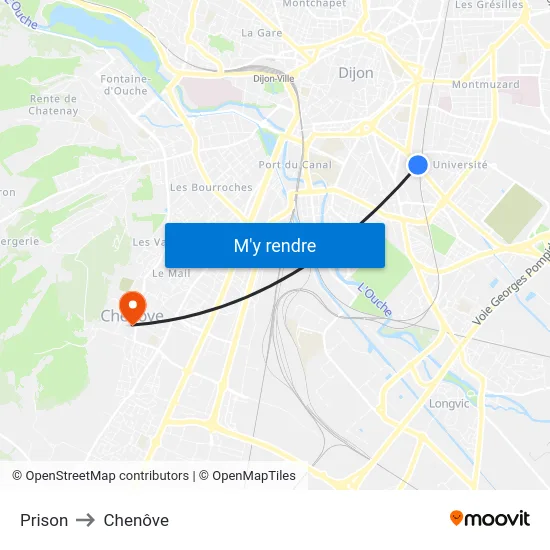 Prison to Chenôve map