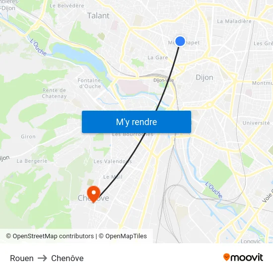 Rouen to Chenôve map